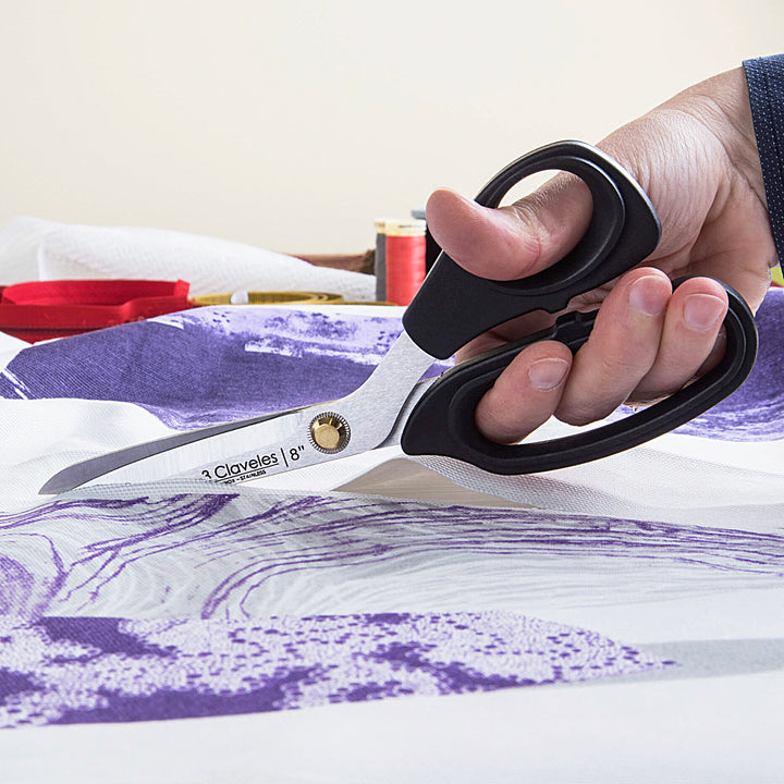 3 Claveles - Tijeras de Sastre Profesionales para Diestros, Varios Usos, 20 cm - 8"