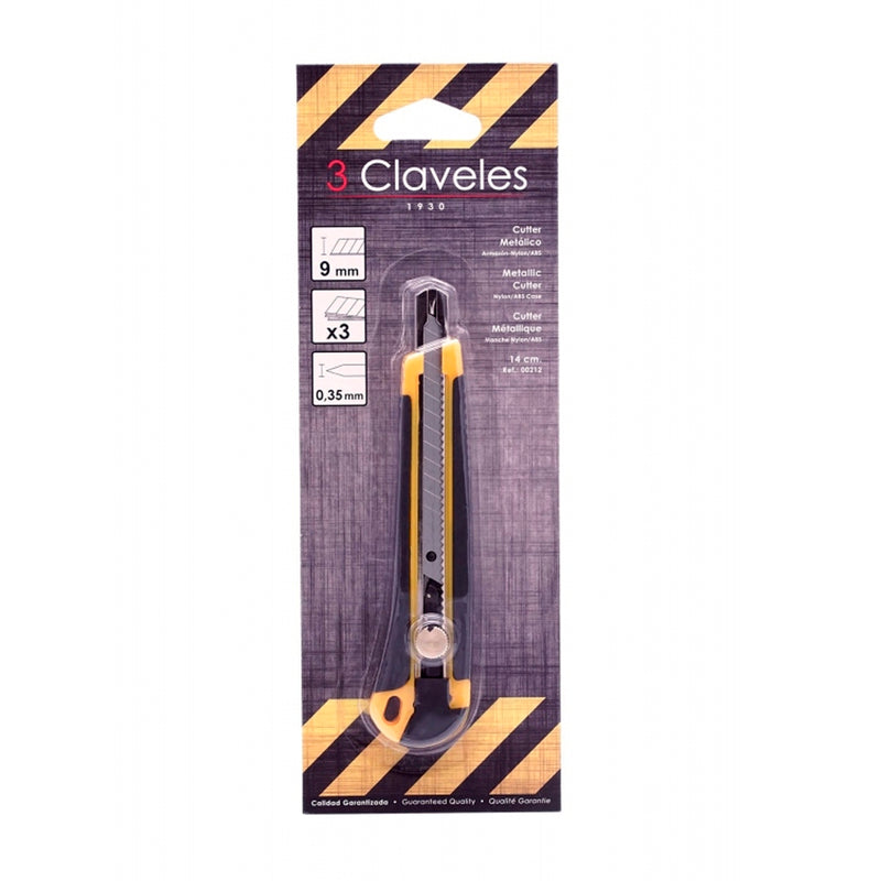 3 Claveles 00212 - Cutter Alto Rendimiento Metálico con Armazón Nylon/ABS
