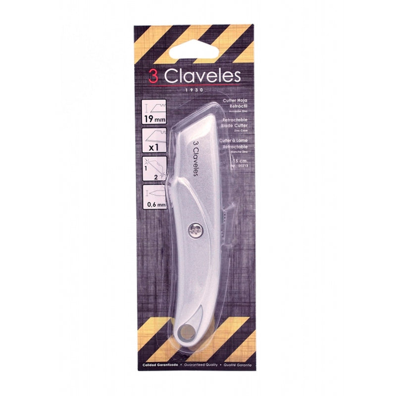 3 Claveles 00213 - Cutter Retráctil de Alto Rendimiento con Bloqueo Automático