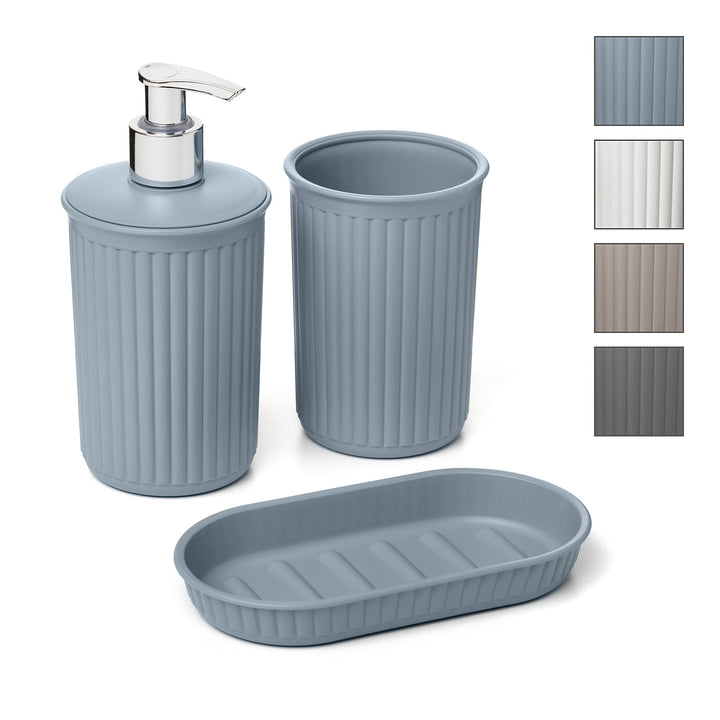 TATAY Baobab - Set de Baño de 3 Piezas, Plástico PP05, Blanco Pergamon