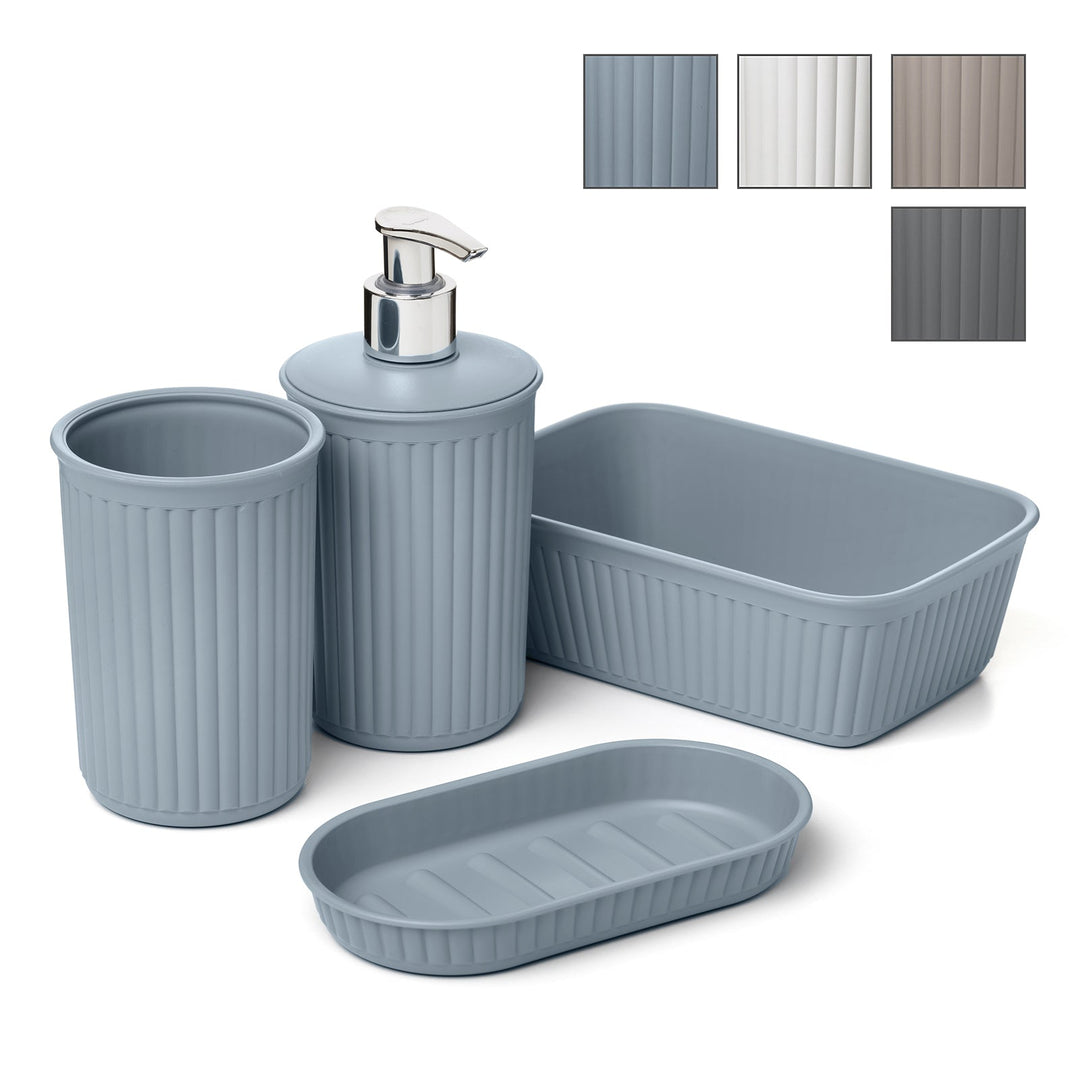 TATAY Baobab - Set Organización Baño de 4 Piezas en Plástico PP05, Blanco Pergamon