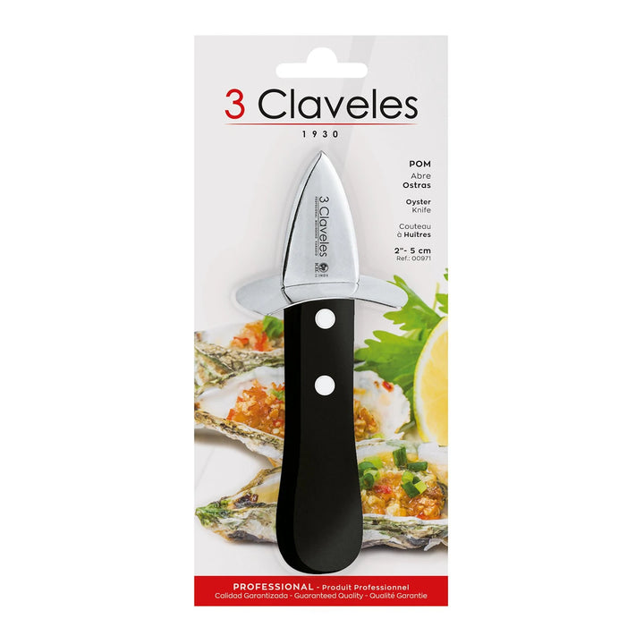 3 Claveles POM - Abre Ostras Profesional de 15 cm Acero Inoxidable