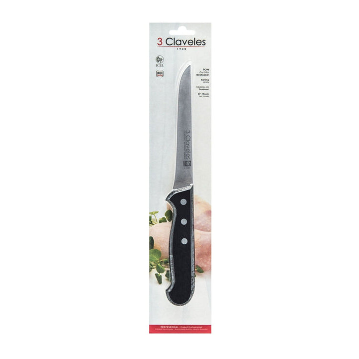 3 Claveles POM - Cuchillo Deshuesador Profesional 15 cm Acero Inoxidable