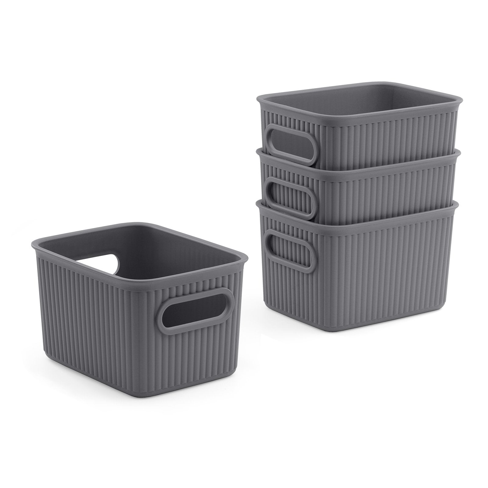 TATAY Baobab - Set de 4 Cajas Organizadoras 1.5L Plástico PP05. Gris Antracita