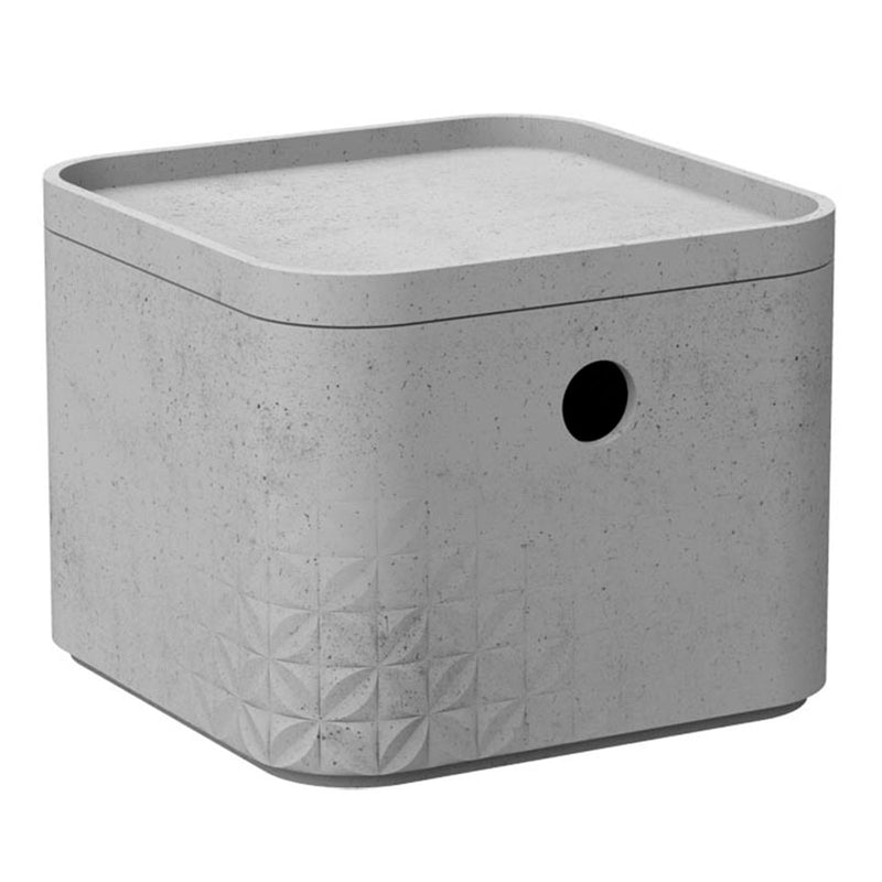 Curver Beton - Caja de Ordenación Cuadrada 3L con Tapa Gris Cemento