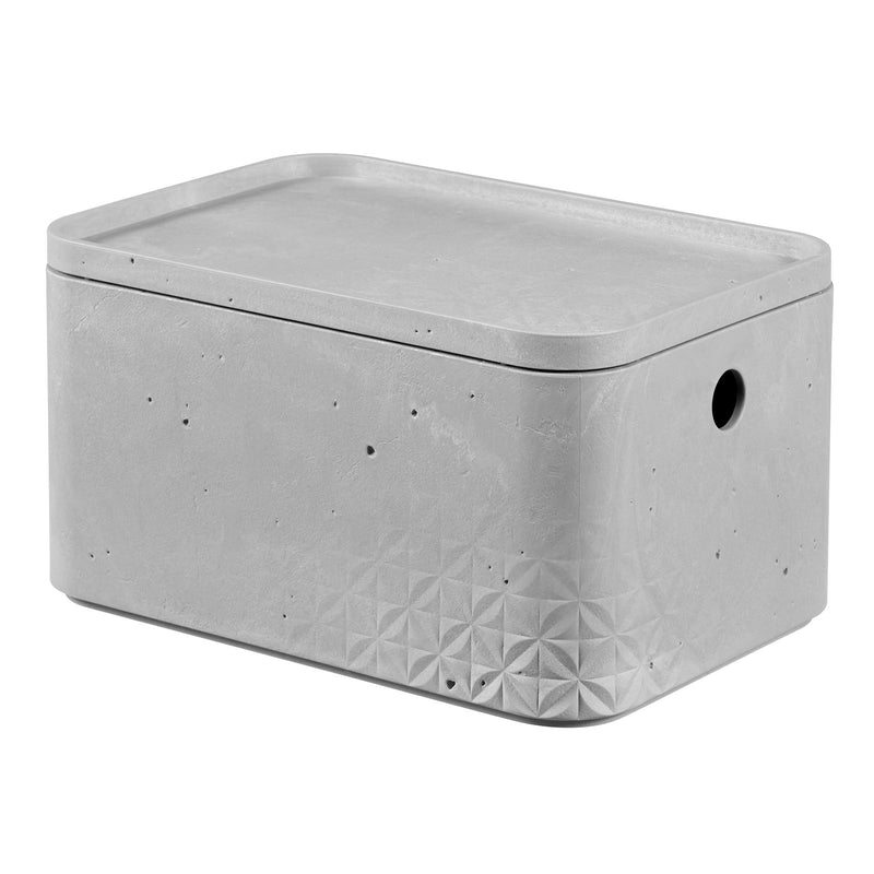 Curver Beton - Caja de Ordenación Rectangular 4L con Tapa Gris Cemento