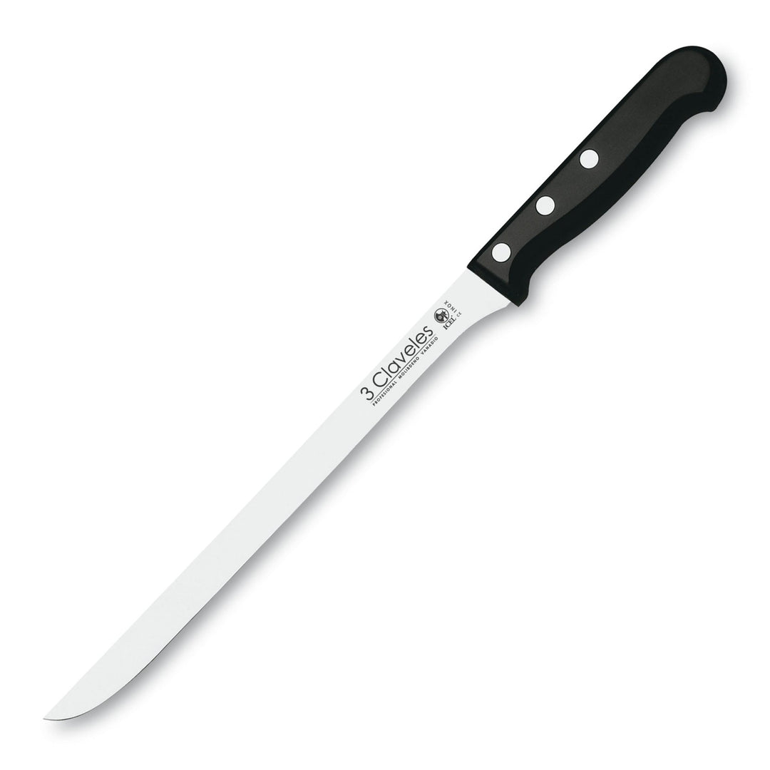 3 Claveles POM - Cuchillo Jamonero Profesional 24 cm Acero Inoxidable