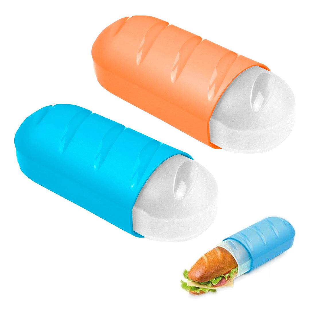 TATAY - Set de 2 Porta Bocadillos Infantiles Extensibles y Reutilizables. Azul y Naranja