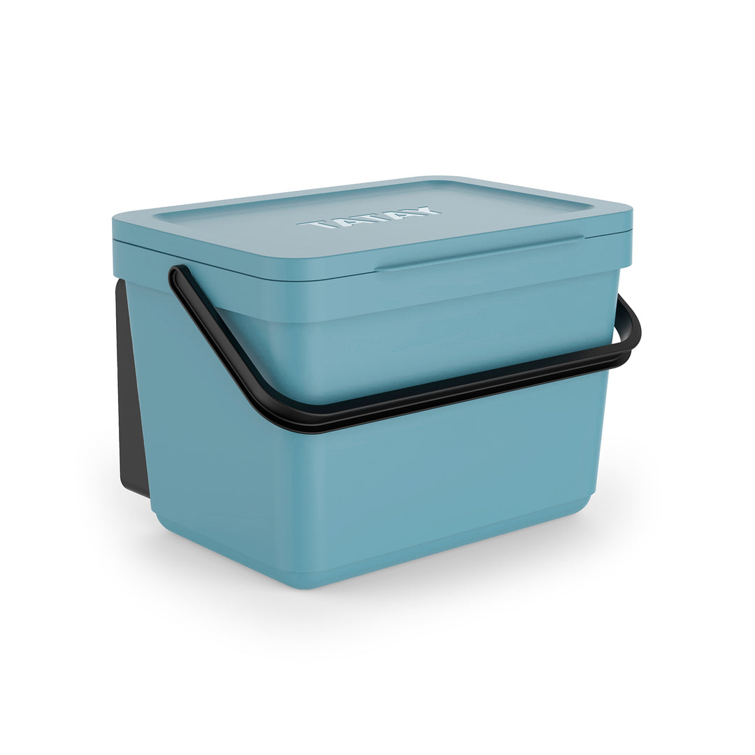 TATAY Smart Ecohome - Cubo Orgánico Soporte 6L Plástico 100% Reciclado. Azul Mist