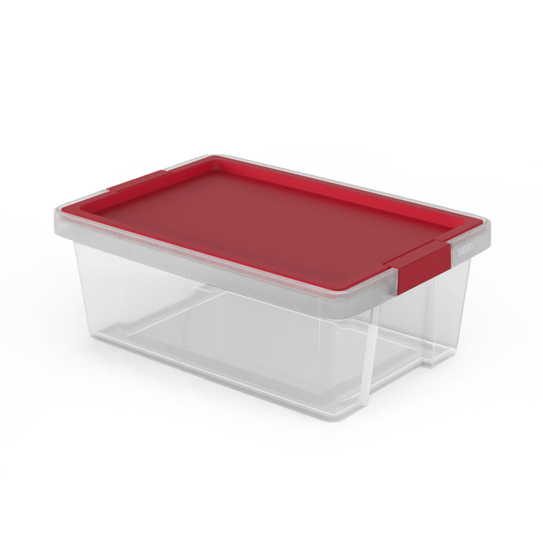 TATAY - Caja de Ordenación Multiusos 7L 100% Reciclable con Tapa Abatible. Rojo