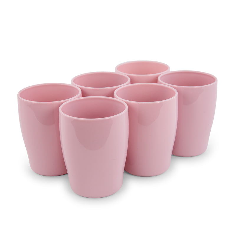 Plastic Forte - Lote de 6 Vasos de agua Stilo de 375 ml Reutilizables. Ideal Fiestas. Rosa