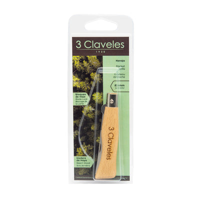 3 Claveles - Navaja Plegable de 8.3 cm con Punta y Bloqueo de Hoja. Mango Madera de Haya