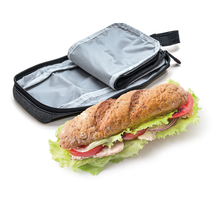 IRIS Zipper Roll - Porta Bocadillos Plegable y Flexible con Cierre de Cremallera. Negro