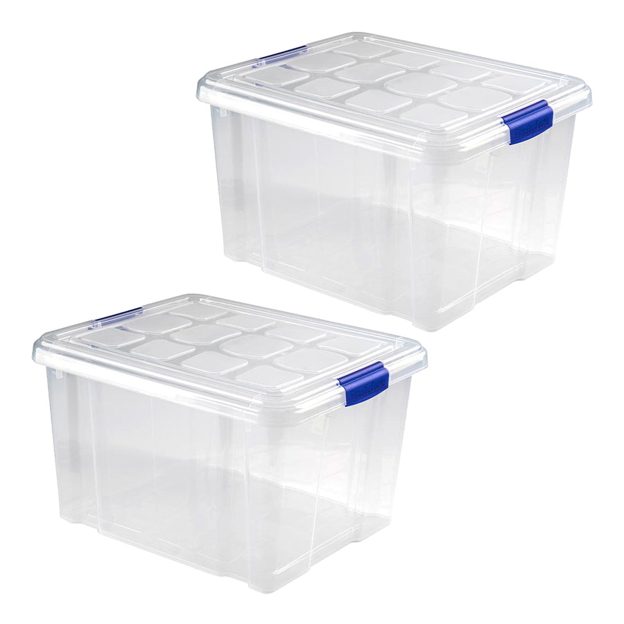 Plastic Forte Serie Blue - Set de 2 Cajas de Ordenación Multiusos de 25L. Azul