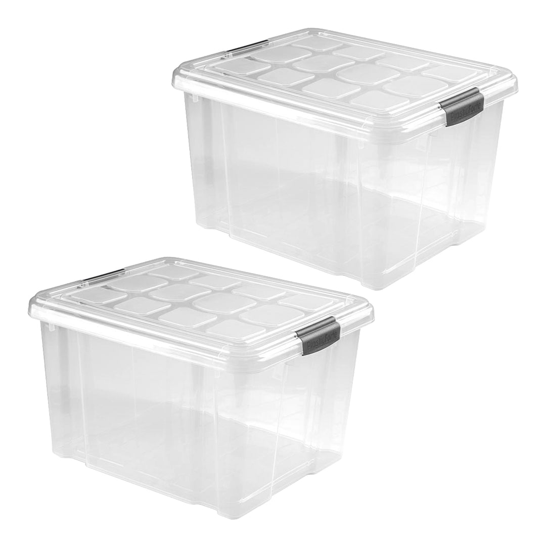 Plastic Forte Serie Blue - Set de 2 Cajas de Ordenación Multiusos de 25L. Gris