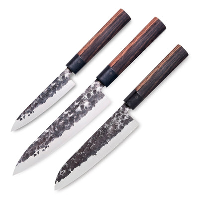3 Claveles Osaka - Juego Master de 3 Cuchillos de Estilo Asiático Forjados a Mano