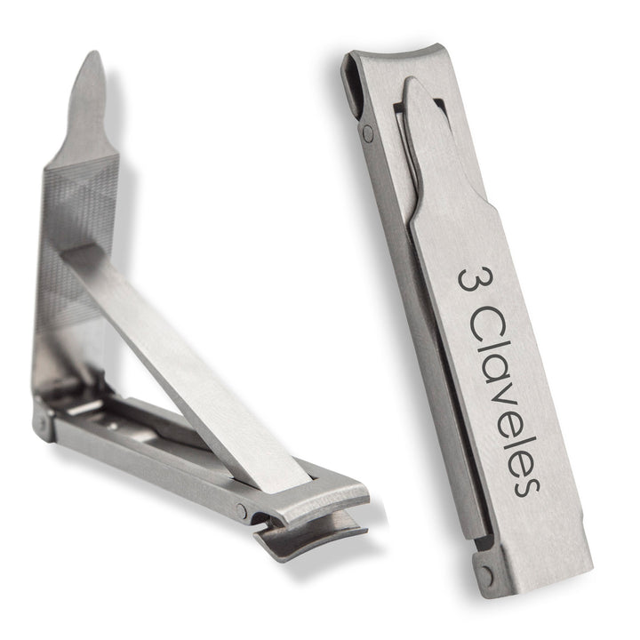 3 Claveles - Cortauñas de 6 cm Plegable en Acero Inoxidable