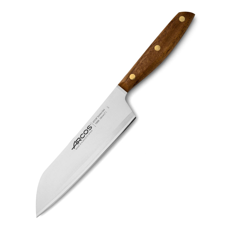 ARCOS Nórdika - Cuchillo Santoku 19 cm Acero Inoxidable Nitrum. Mango de Ovengkol