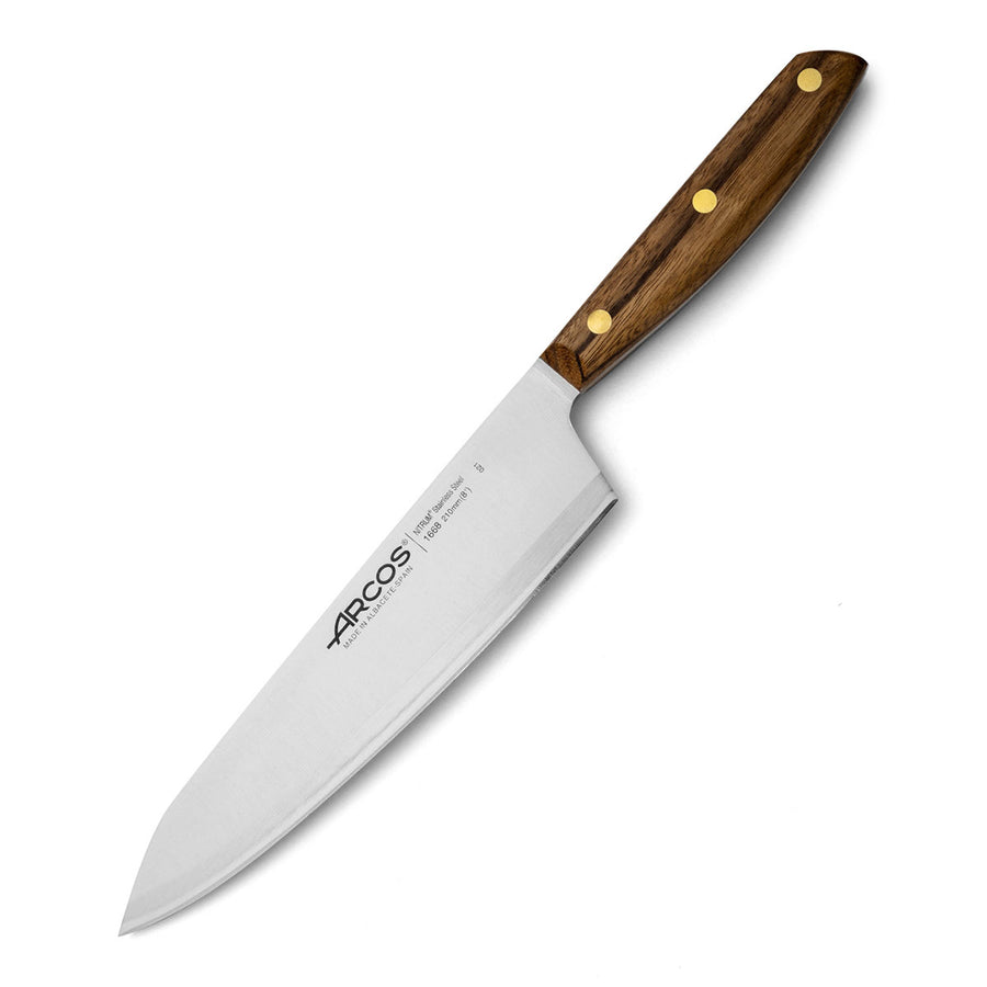 ARCOS Nórdika - Cuchillo Cocinero 21 cm Acero Inoxidable Nitrum. Mango de Ovengkol