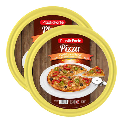 Plastic Forte - Juego de 2 Platos Redondos para Pizzas y Tartas de 35 cm. Lima