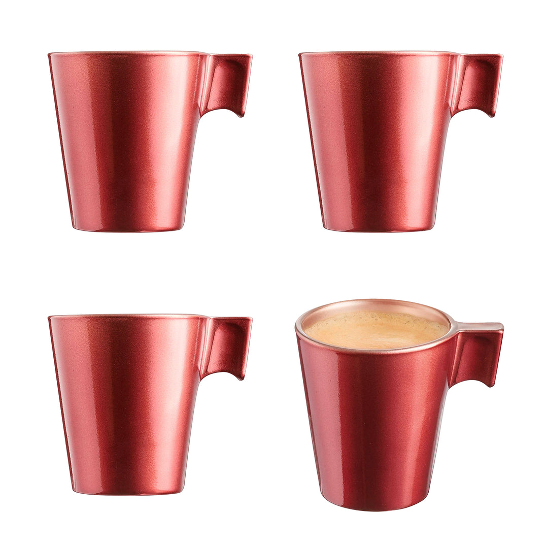 Luminarc Flashy - Juego de 4 Tazas de Café de 8 cl en Vidrio Templado. Astral Red