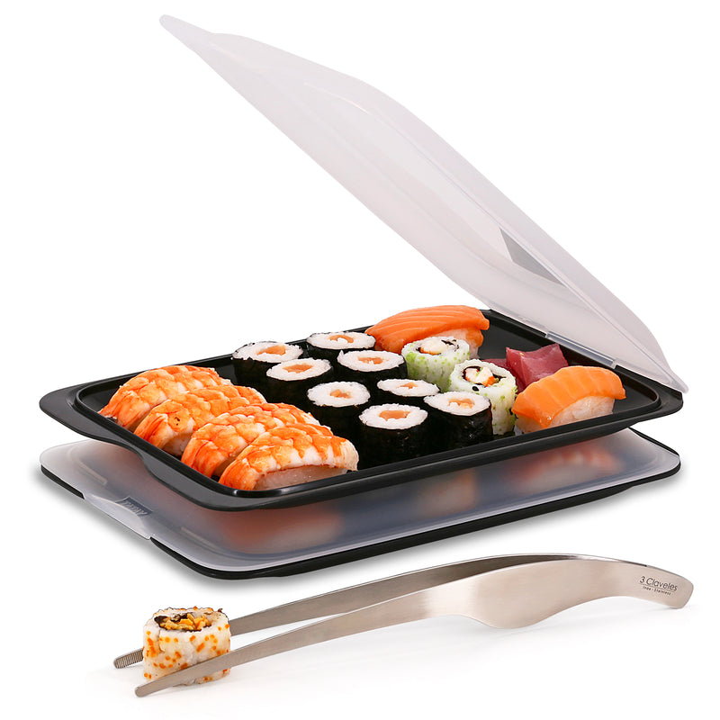 3 Claveles 01178 - Pinzas Ergonomicas en Acero Inoxidable para Sushi y Emplatar 25 cm