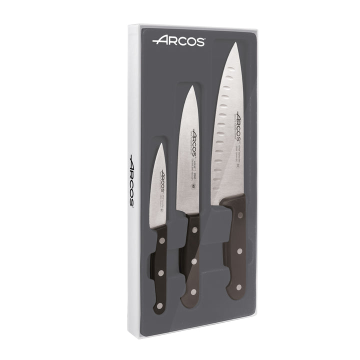 ARCOS Universal - Juego de 3 Cuchillos Profesionales Acero Inoxidable Forjado NITRUM