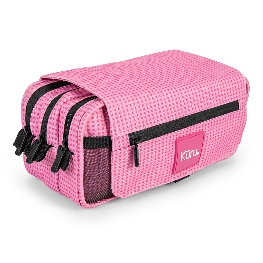 Grafoplás Kūru - Estuche Portatodo Triple con Solapa para Material Escolar. Rosa