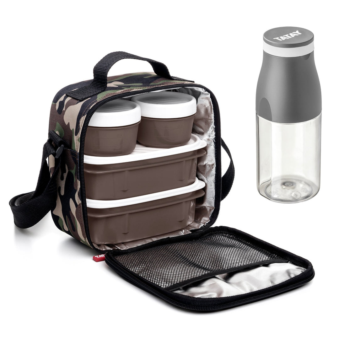 TATAY 1167517 - Kit Bolsa Térmica Porta Alimentos Urban Food Casual y Botella Urban Drink, Camouflage