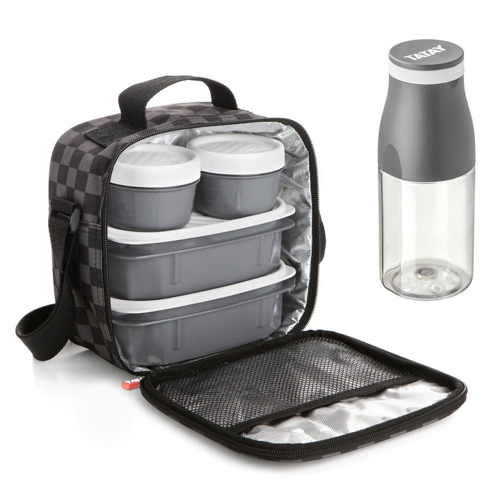 TATAY 1167510 - Kit Bolsa Térmica Porta Alimentos Urban Food Casual y Botella Urban Drink, Chess