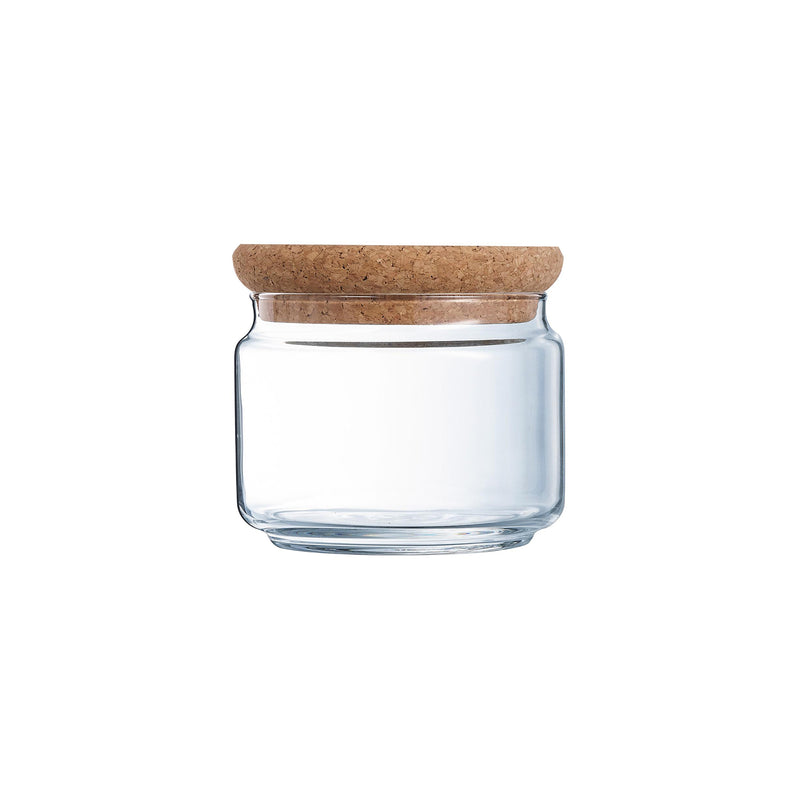 Luminarc Pure Jar - Bote Hermético Redondo de 0.5L en Vidrio con Tapa de Corcho