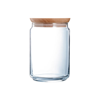 Bote de vidrio y madera de cierre clip 1.3L - Orden en casa