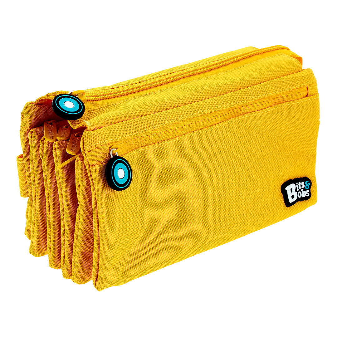 Grafoplás - Estuche Escolar Cuádruple de Alta Capacidad con Cuatro Cremalleras. Amarillo