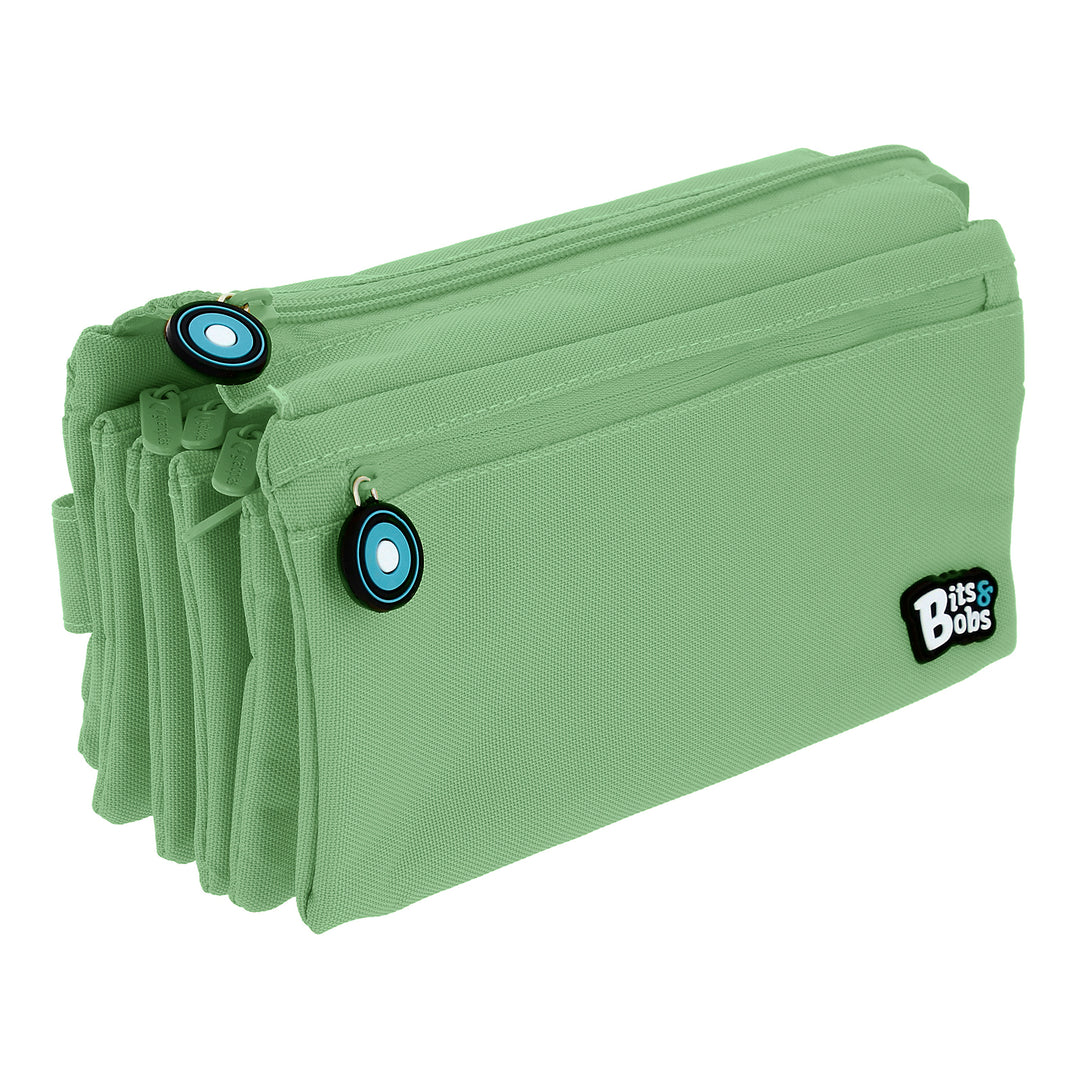 Grafoplás - Estuche Escolar Cuádruple de Alta Capacidad con Cuatro Cremalleras. Menta