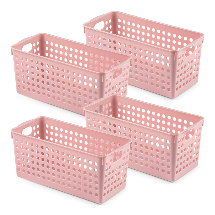 Plastic Forte Atlas - Set de 4 Cestas Multiusos de Ordenación Rectangulares Nº 1. Rosa