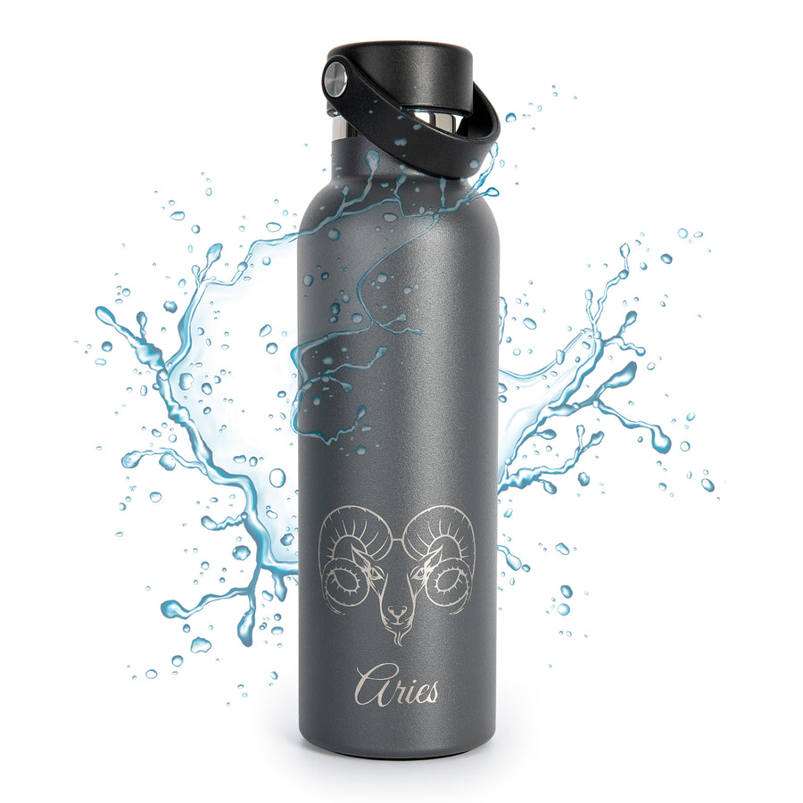 Runbott Zodiac - Botella Térmica Sport de 0.6L con Interior Cerámico. Aries Antracita