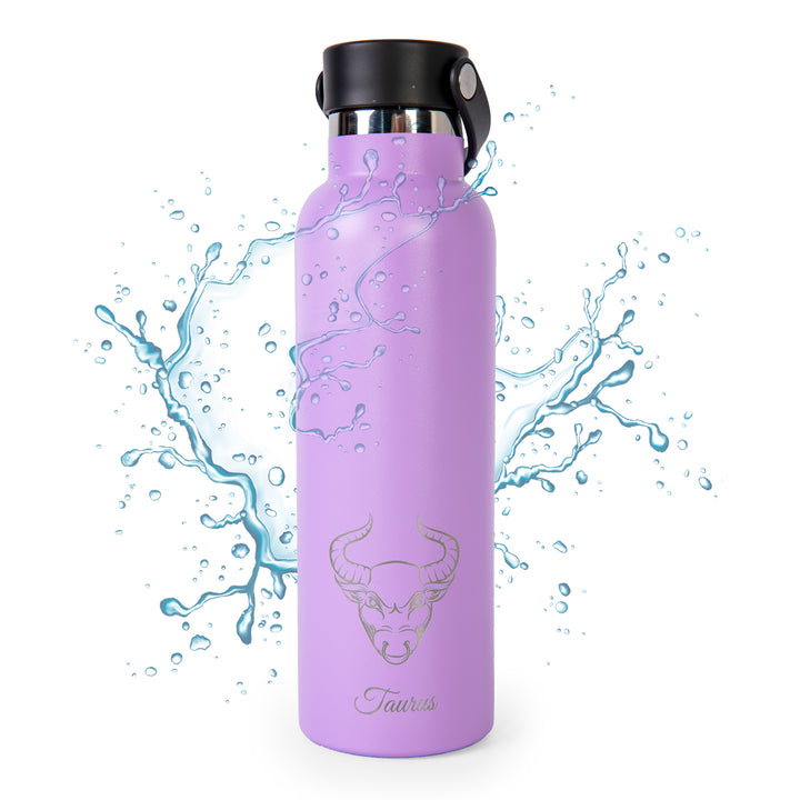 Runbott Zodiac - Botella Térmica Sport de 0.6L con Interior Cerámico. Tauro Lila