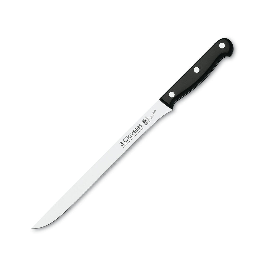 3 Claveles Uniblock - Cuchillo Jamonero Profesional 24 cm Acero Inoxidable