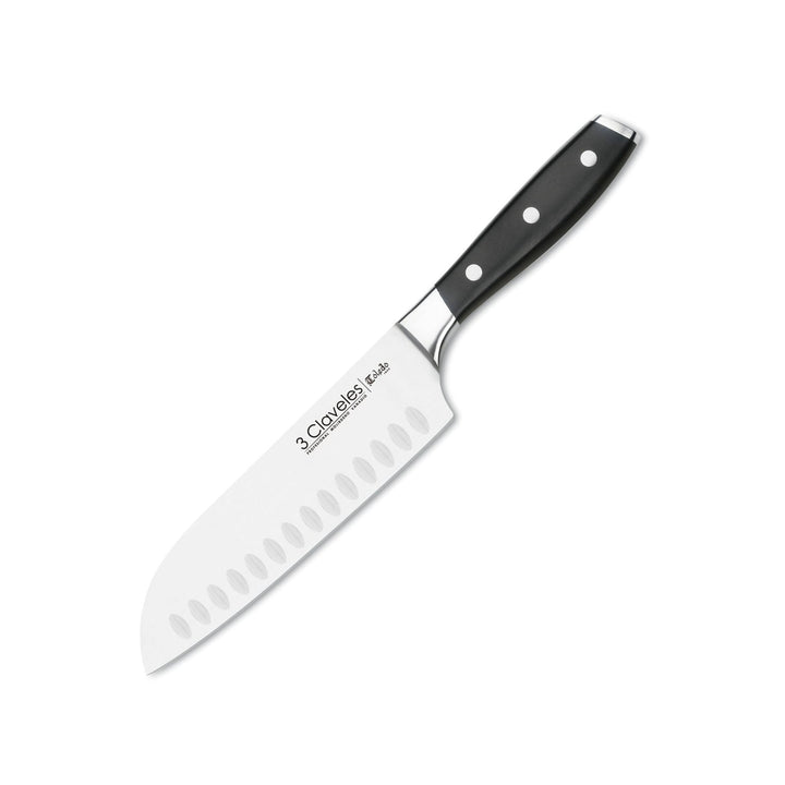 3 Claveles Toledo - Cuchillo Santoku Alveolado Profesional 18 cm Acero Inoxidable