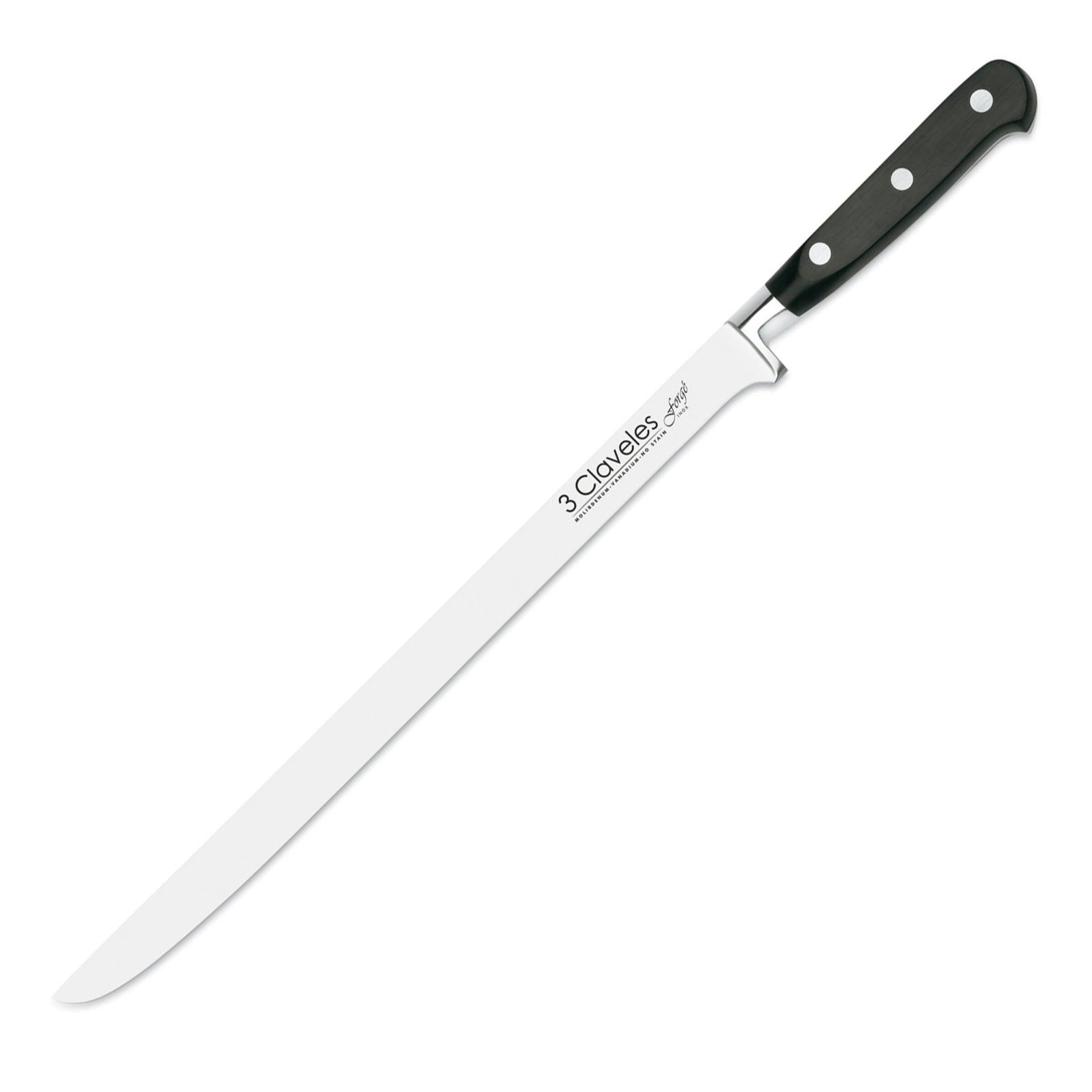 3 Claveles Forgé - Cuchillo Jamonero Profesional 30 cm Acero Inoxidable
