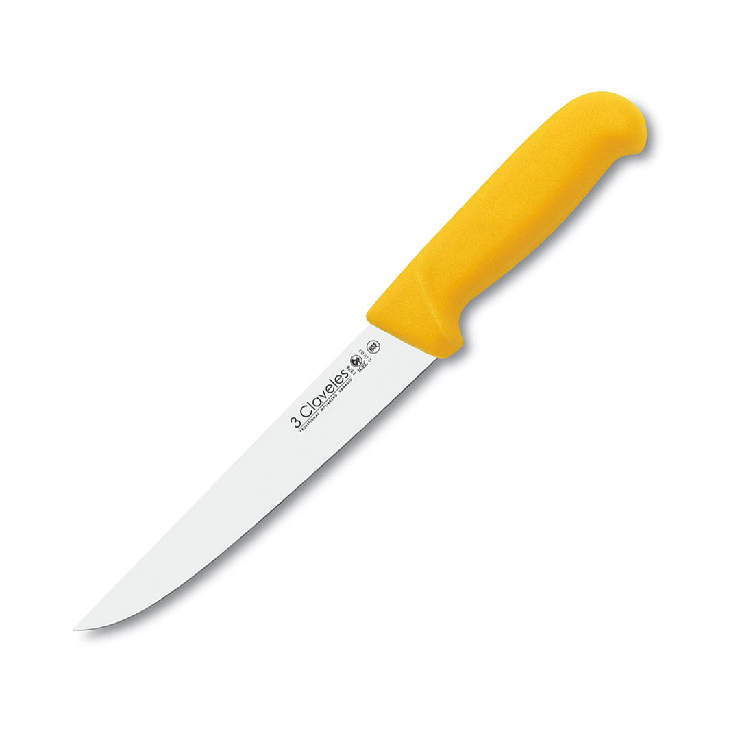 3 Claveles Proflex - Cuchillo Profesional Deshuesador 20 cm Microban. Amarillo