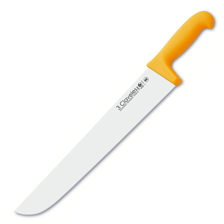 3 Claveles Proflex - Cuchillo Profesional Carnicero Ancho 36 cm Microban. Amarillo