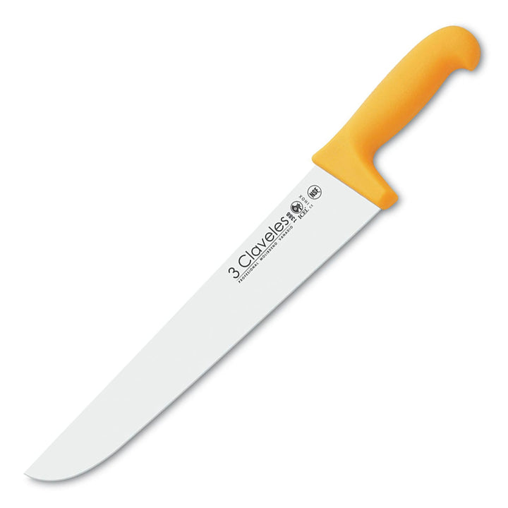 3 Claveles Proflex - Cuchillo Profesional Carnicero Ancho 30 cm Microban. Amarillo