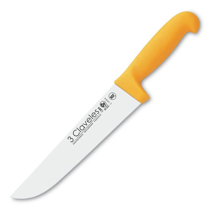 3 Claveles Proflex - Cuchillo Profesional Carnicero Ancho 20 cm Microban. Amarillo