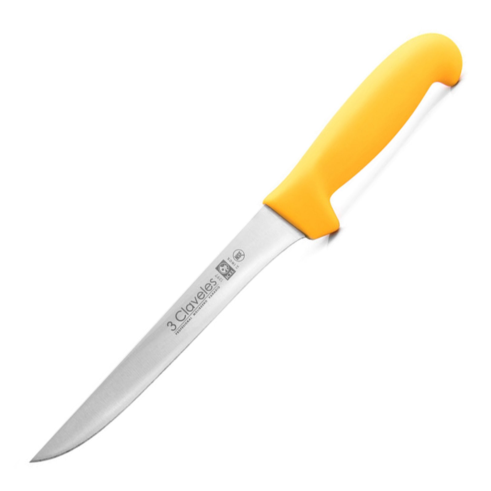 3 Claveles Proflex - Cuchillo Profesional Deshuesador Estrecho 18 cm Microban. Amarillo