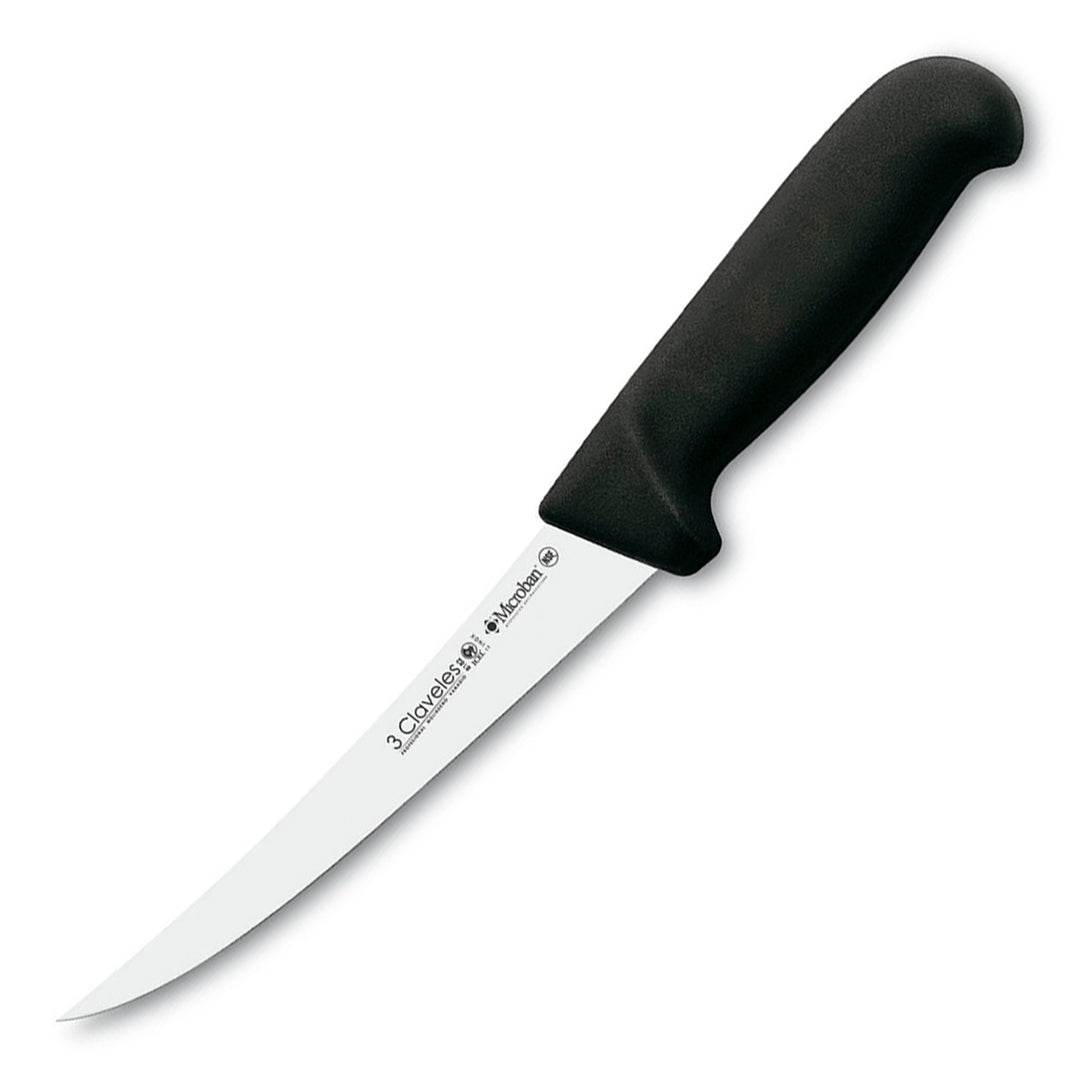 3 Claveles Proflex - Cuchillo Profesional Deshuesador Flexible Curvo 15 cm Microban. Negro