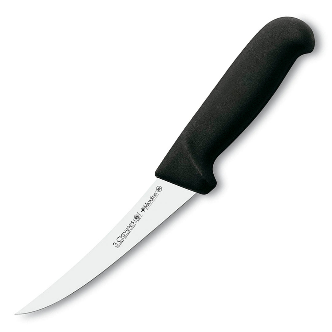 3 Claveles Proflex - Cuchillo Profesional Deshuesador Curvo 13 cm Microban. Negro