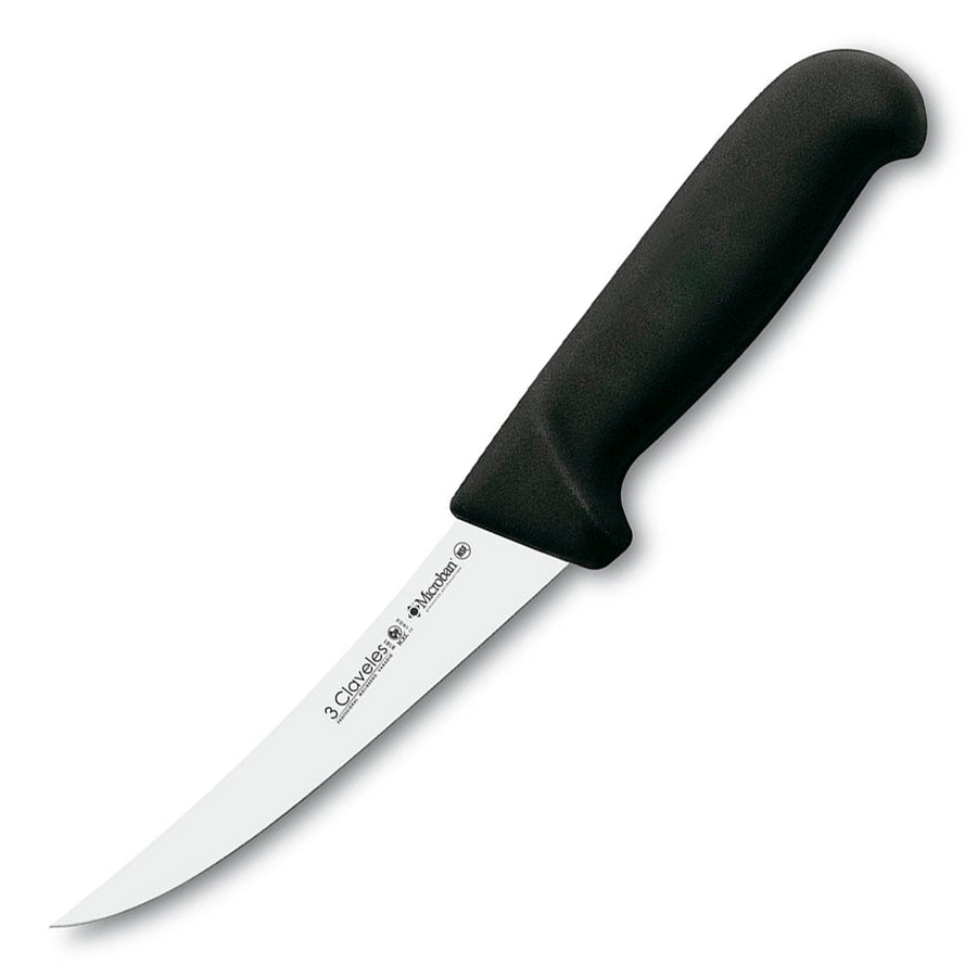 3 Claveles Proflex - Cuchillo Profesional Deshuesador Semi-Flexible Curvo 13 cm Microban. Negro