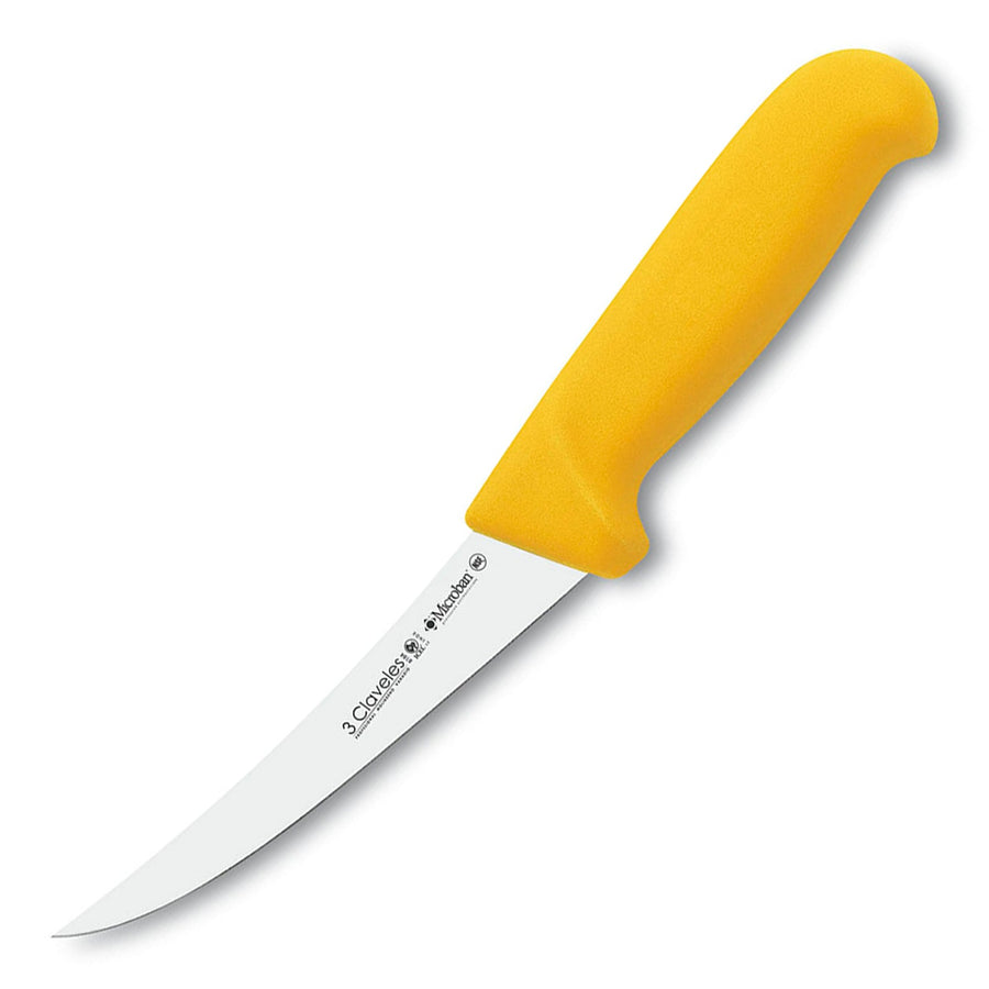 3 Claveles Proflex - Cuchillo Profesional Deshuesador Semi-Flexible Curvo 13 cm Microban. Amarillo