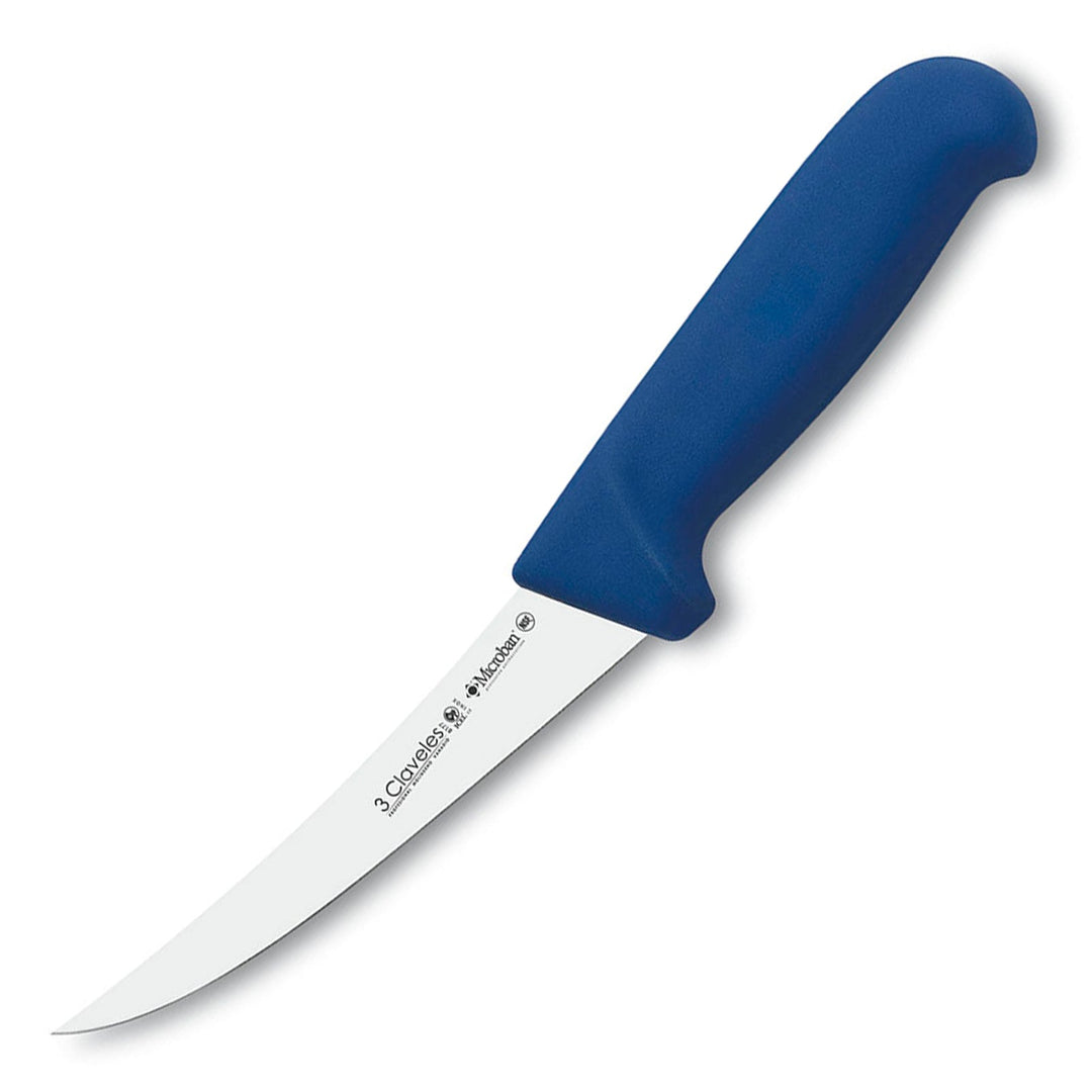 3 Claveles Proflex - Cuchillo Profesional Deshuesador Curvo 13 cm Microban. Azul